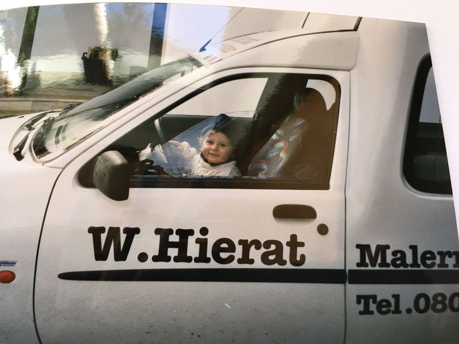 Historical photo: company van lettered W. Hierat Maler